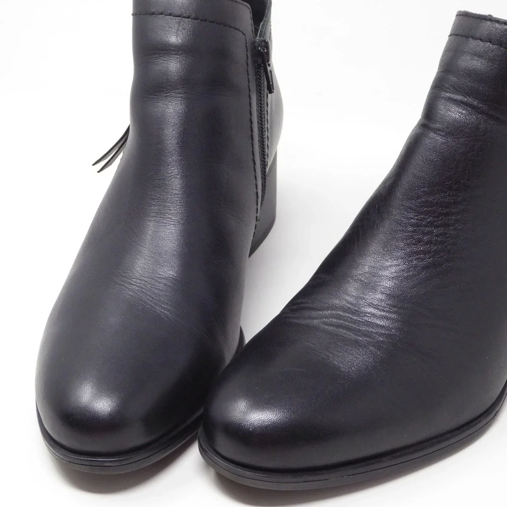 Naturalizer Women Ankle Boots Black Leather Side Zip Denali 10M